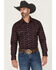 Image #1 - Rock & Roll Denim Men's Longhorn Print Long Sleeve Snap Stretch Western Shirt, Burgundy, hi-res