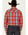 Roper Men's Warm Red Large Plaid Long Sleeve Pearl Snap Western Shirt , Red, hi-res