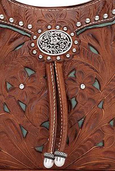 Image #2 - American West Lady Leather Hobo Bag, Brown, hi-res