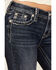 Image #4 - Miss Me Women's Dark Wash Mid Rise Whip Stitch Pocket Bootcut Stretch Denim Jeans, Dark Wash, hi-res