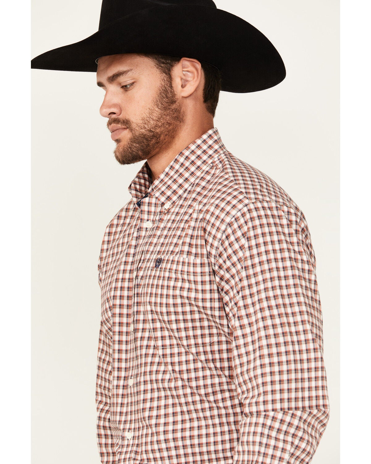 Image #3 - Cinch Men's Plaid Print Long Sleeve Button-Down Western Shirt, Cream, hi-res