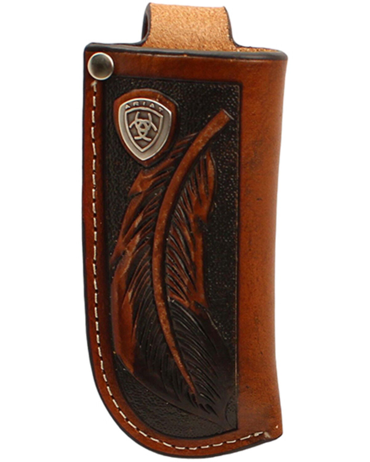 Ariat Men's Feather Embossed Knife Sheath, Brown, hi-res