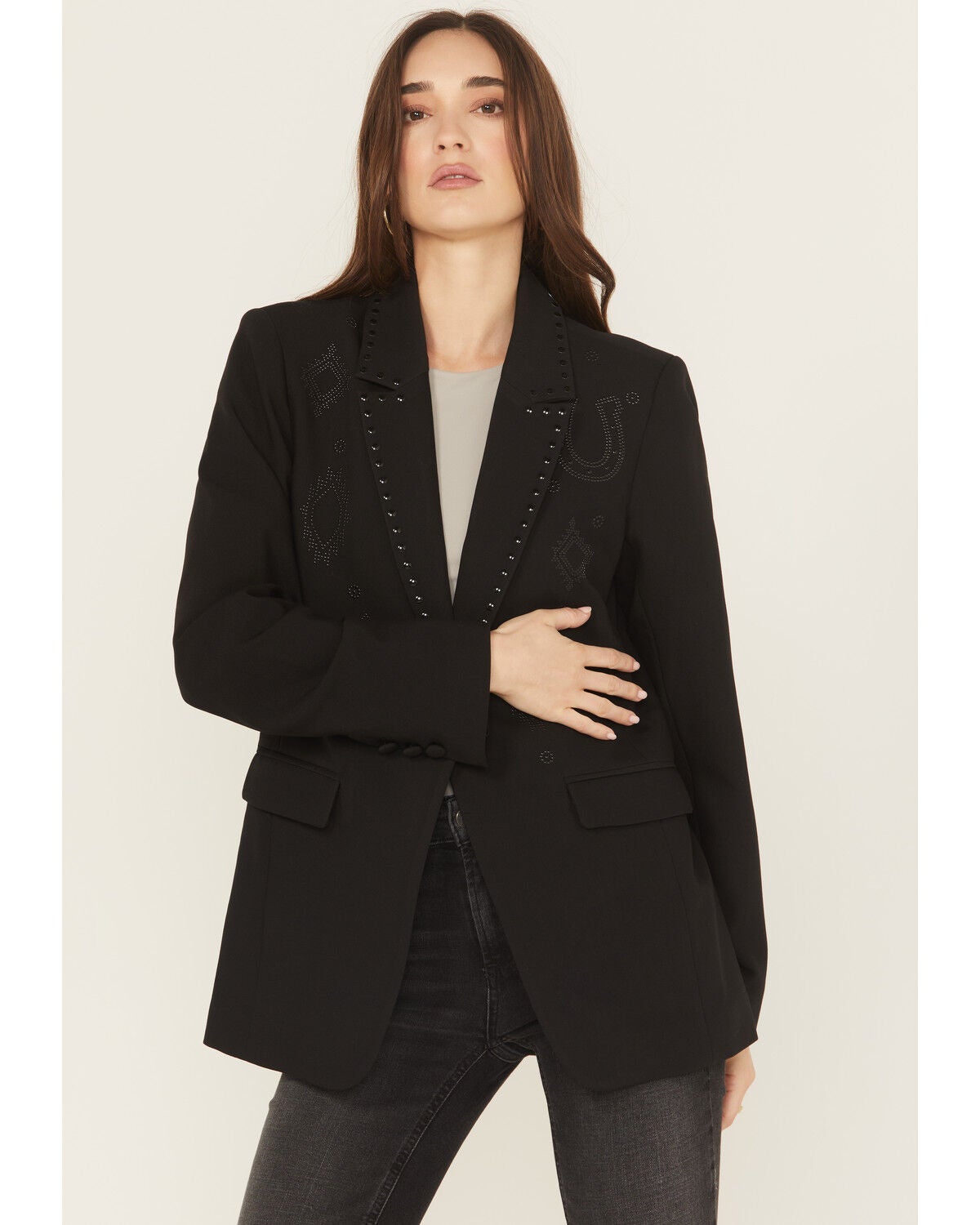 Ariat Women's After Party Embellished Blazer, Black, hi-res