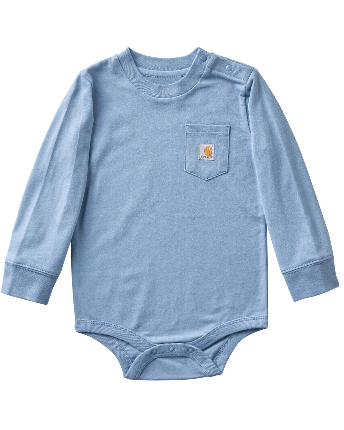 Image #1 - Carhartt Infant Boys' Long Sleeve Logo Pocket Onesie, Blue, hi-res