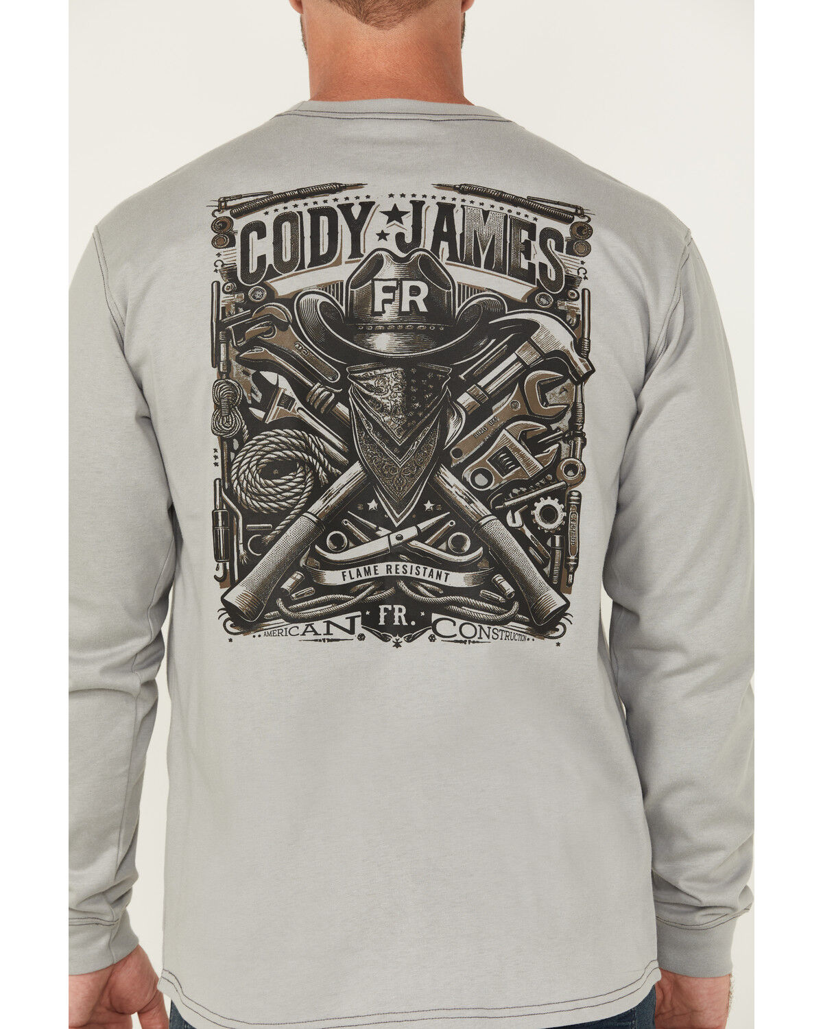Image #4 - Cody James Men's FR Bandit Long Sleeve Graphic Work T-Shirt, Medium Grey, hi-res