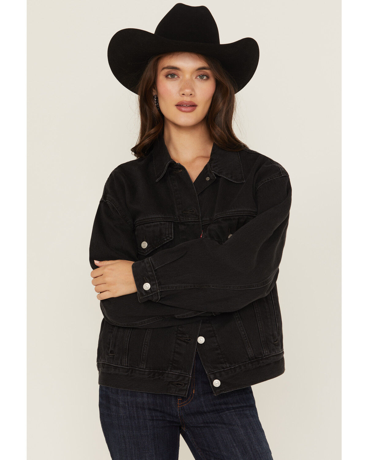 Image #1 - Levi's Women's Road Less Traveled 90's Trucker Jacket, Black, hi-res