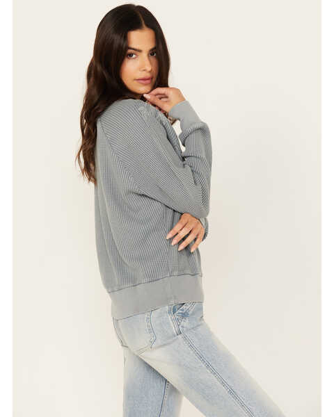 Image #2 - Cleo + Wolf Women's Embroidered Thermal Knit Top, Slate, hi-res