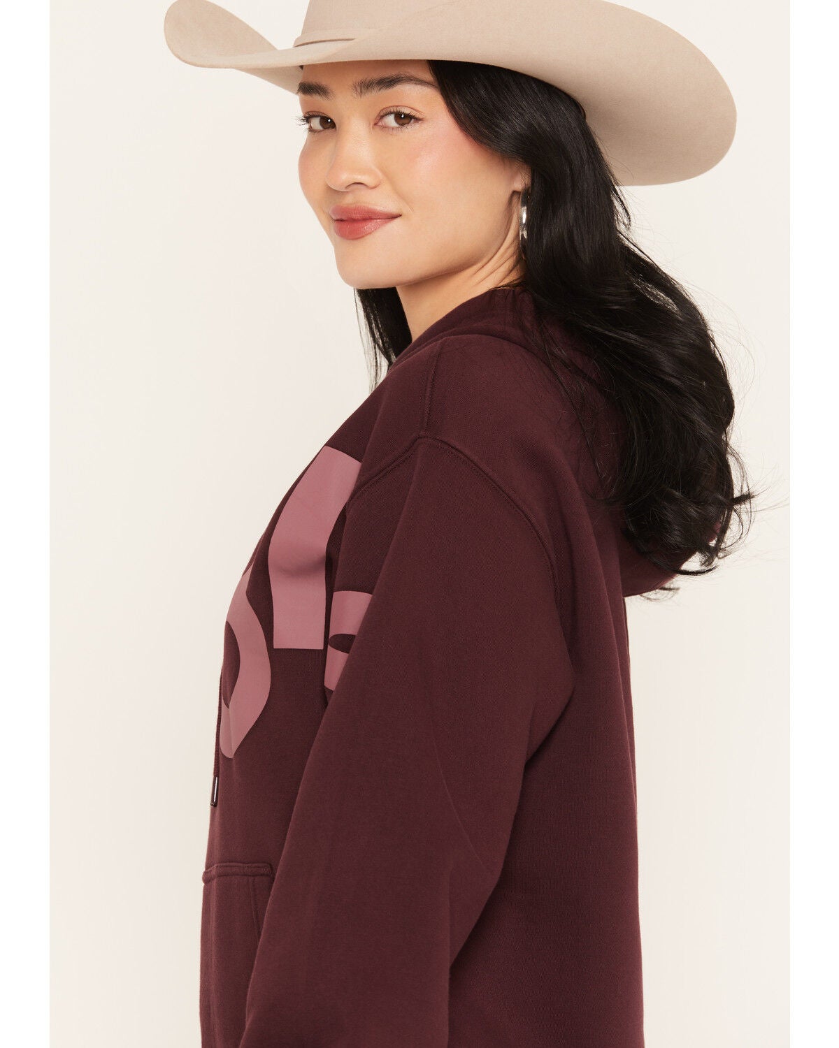 Image #2 - Wrangler Retro Women's Logo Hoodie, Burgundy, hi-res