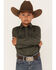 Image #1 - Cody James Boys' Jacquard Long Sleeve Snap Western Shirt, Olive, hi-res