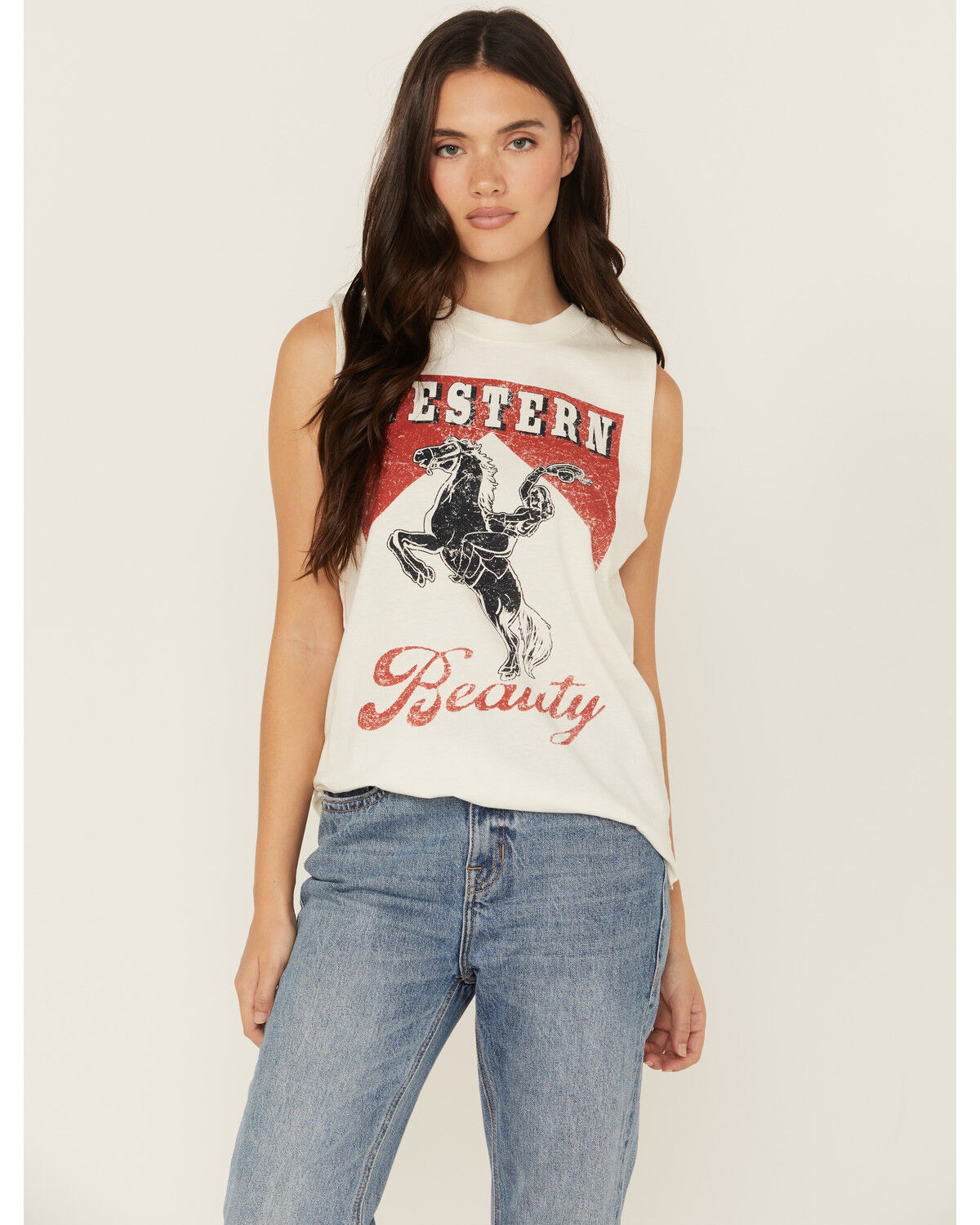 Image #1 - Shyanne Women's Western Beauty Graphic Tank, Ivory, hi-res