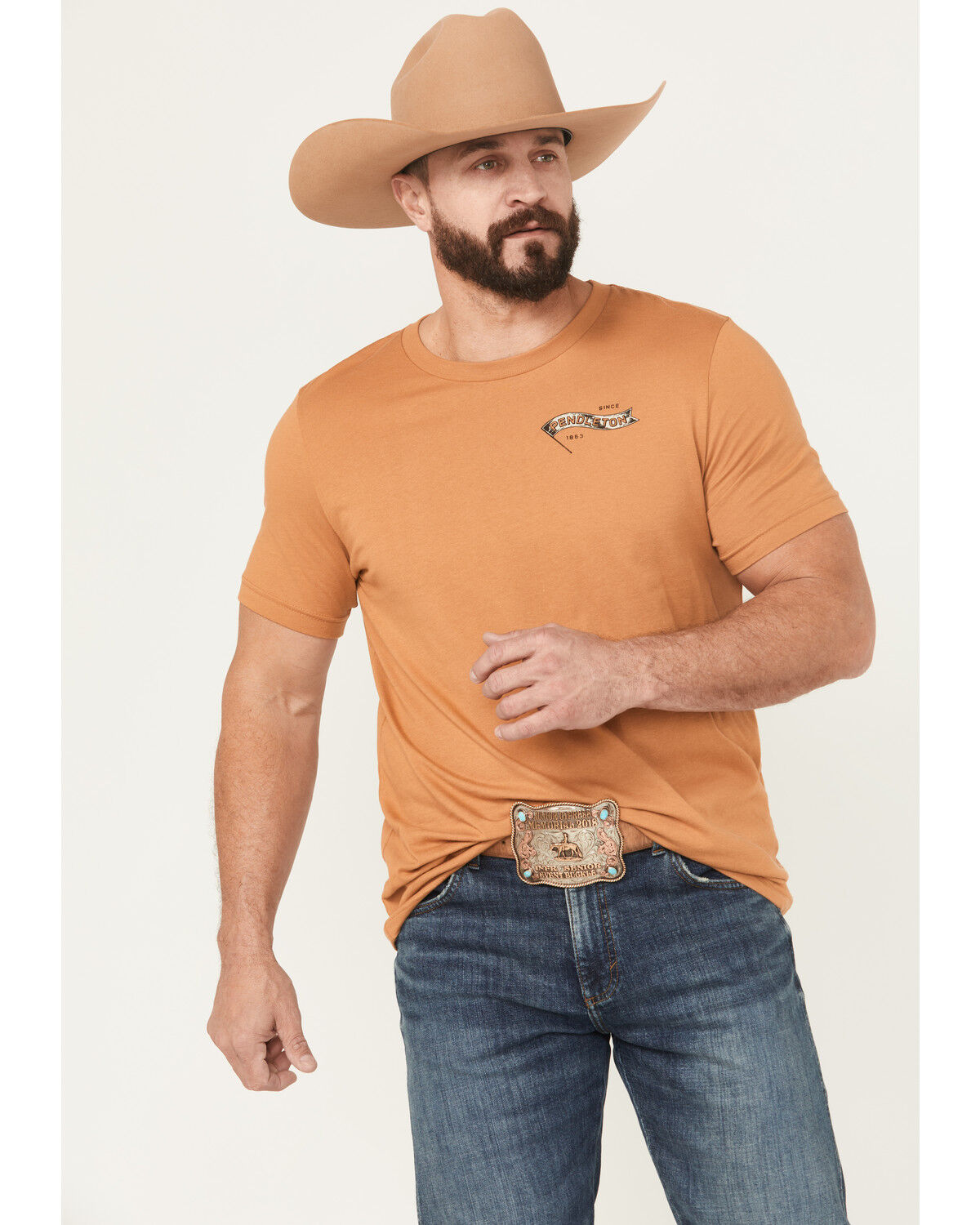 Image #2 - Pendleton Men's Rodeo Flag Short Sleeve Graphic T-Shirt, Copper, hi-res