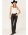 Image #1 - Rock & Roll Denim Women's Pleather High Rise Bootcut Pants, Black, hi-res