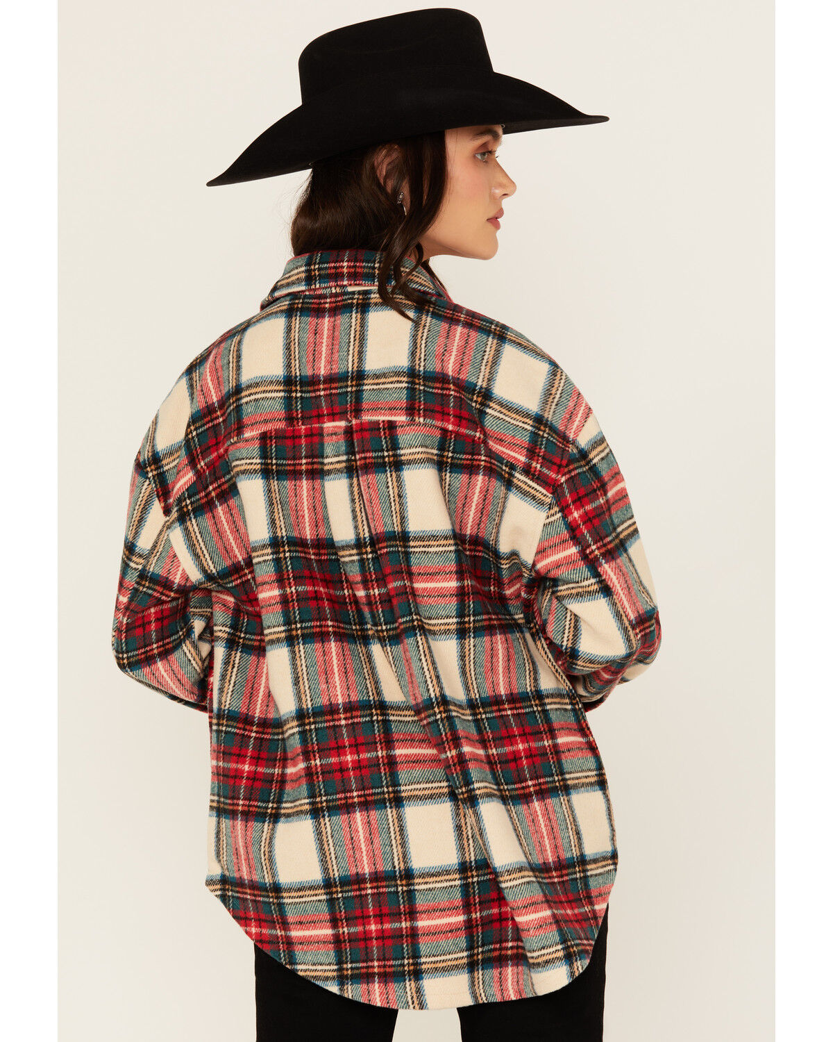 Image #4 - Fornia Women's Plaid Print Shacket, Red, hi-res