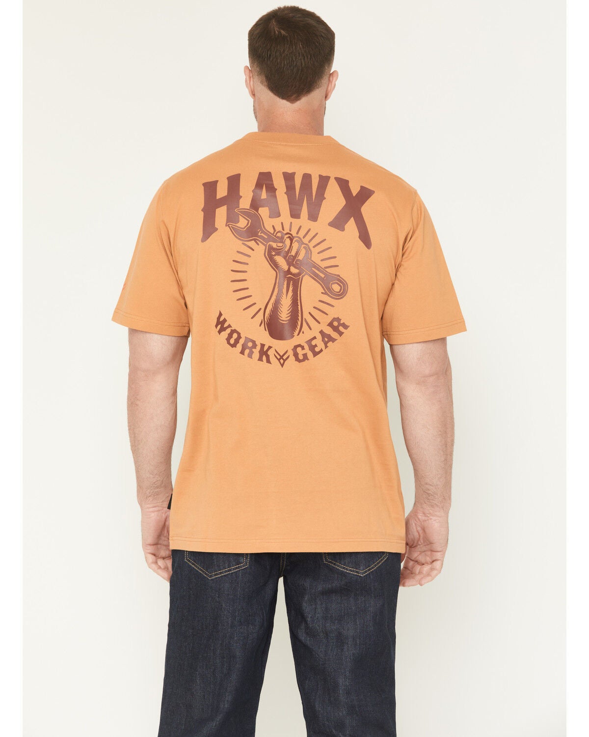 Hawx Men's Solid Wrench Short Sleeve Graphic Work T-Shirt, Tan, hi-res