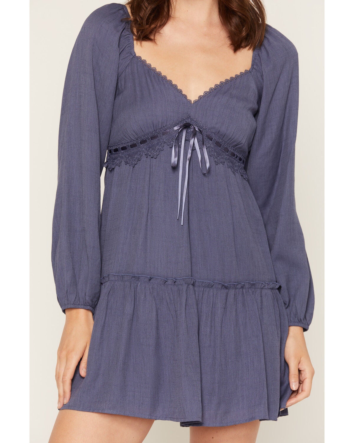 Image #3 - Ash & Violet Women's Solid Long Sleeve Mini Dress, Navy, hi-res