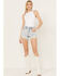 Image #1 - Cleo + Wolf Women's Light Wash Mid Rise Denim Distressed Shorts, Light Wash, hi-res