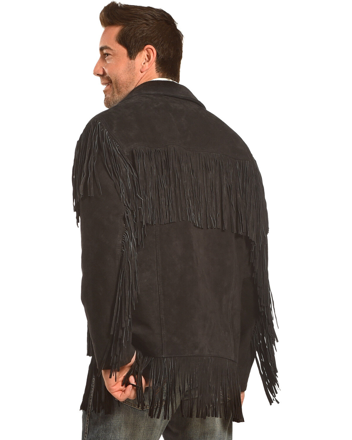 Image #3 - Liberty Wear Men's Suede Fringe Western Jacket, Black, hi-res