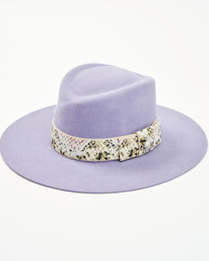 Marco Delli Lilac Sevilla Snake Print Band Wool Felt Fashion Hat  , Lavender, hi-res