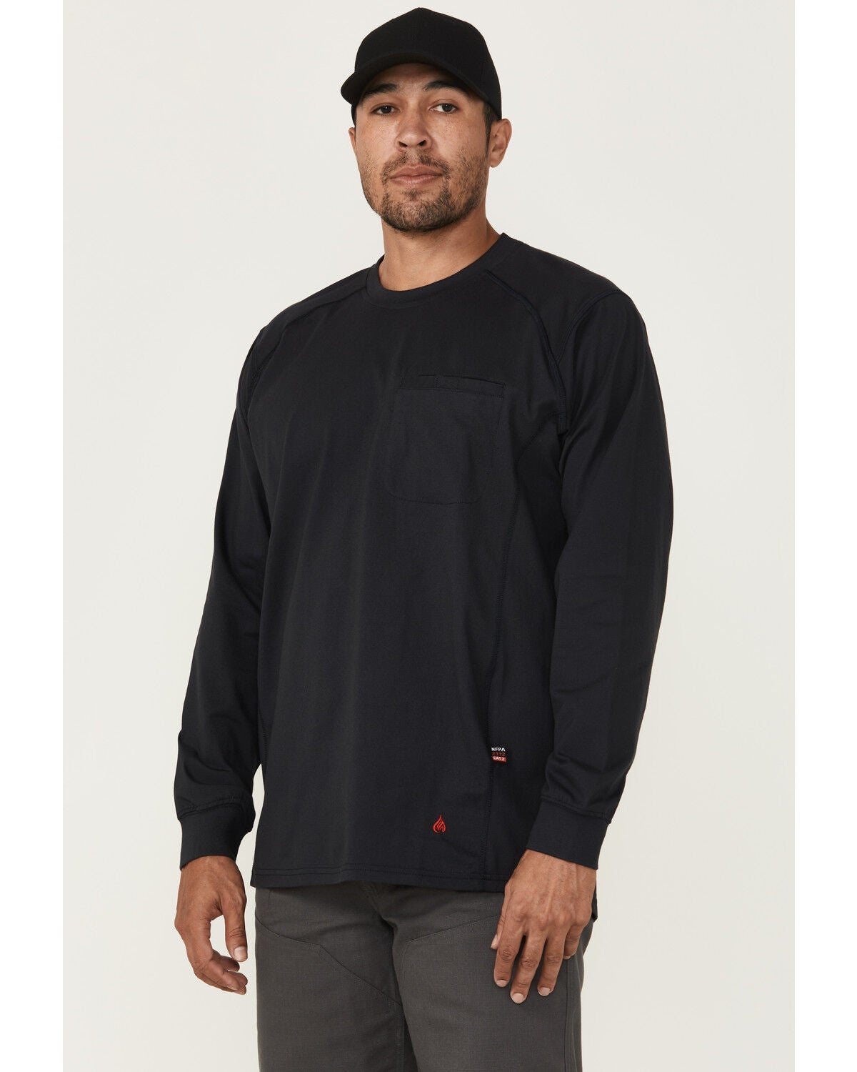 Forge Workwear Men's FR Solid Lightweight Long Sleeve Work Shirt, Navy, hi-res