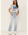 Image #2 - Show Me Your Mumu Women's USA Star Jimmy Cropped Tee, Heather Grey, hi-res