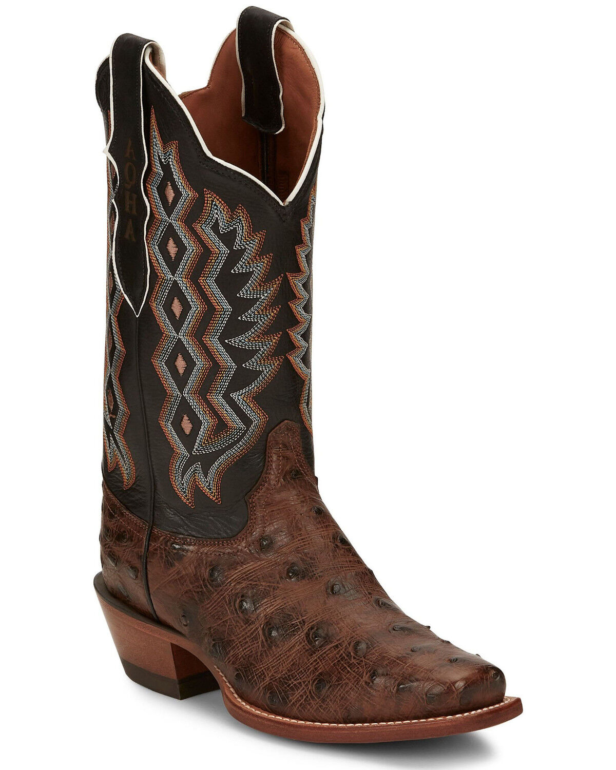 justin ostrich boots square toe