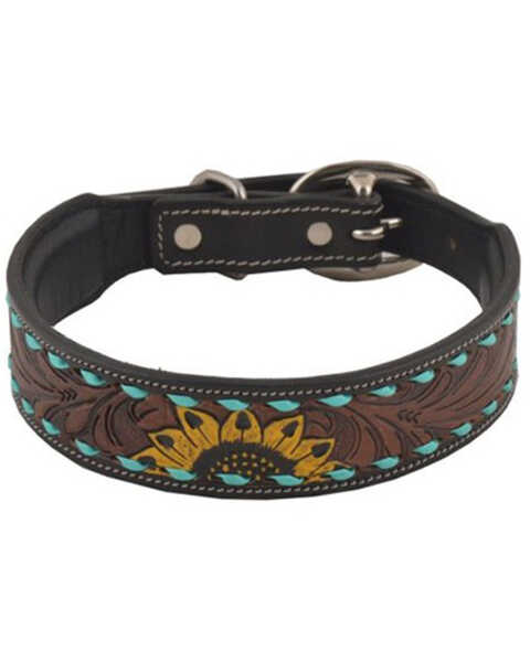 Myra Bag Scenic Hand-Tooled Leather Dog Collar, Brown, hi-res