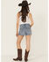 Image #3 - Shyanne Women's Novelty Western Studded Medium Wash High Rise Stretch Denim Shorts, Medium Wash, hi-res