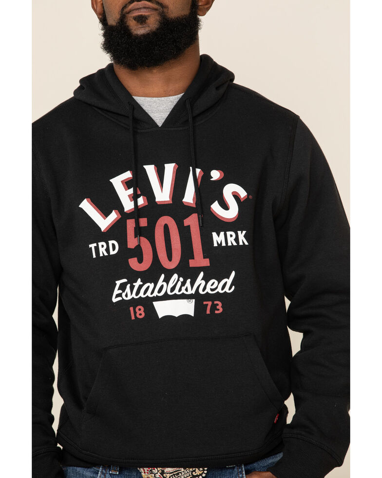 Levi's Men's Black 501 Trademark Graphic Hooded Sweatshirt , Black, hi-res
