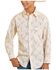 Image #1 - Rock & Roll Denim Boys' Longhorn Print Long Sleeve Snap Western Shirt, Tan, hi-res