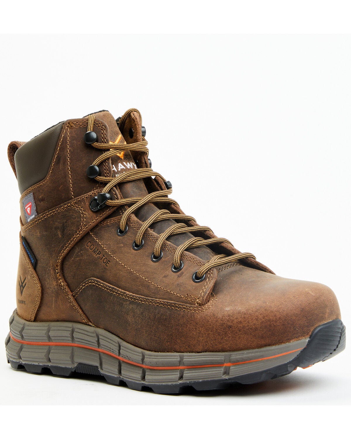 Hawx Men's 6" Insulated Lace-Up Waterproof Work Boots - Composite Toe, Brown, hi-res
