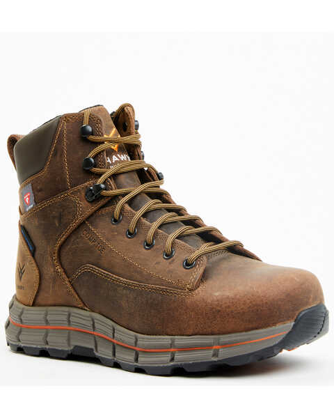 Hawx Men's 6" Insulated Lace-Up Waterproof Work Boots - Composite Toe , Brown, hi-res