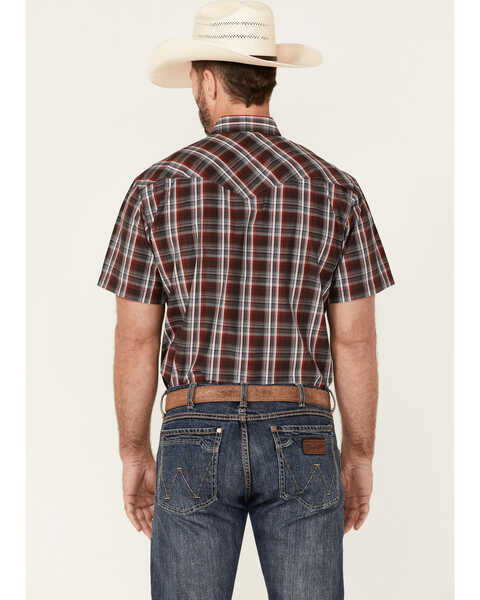 Image #4 - Rodeo Clothing Men's Red & Grey Plaid Short Sleeve Snap Western Shirt  , Red, hi-res