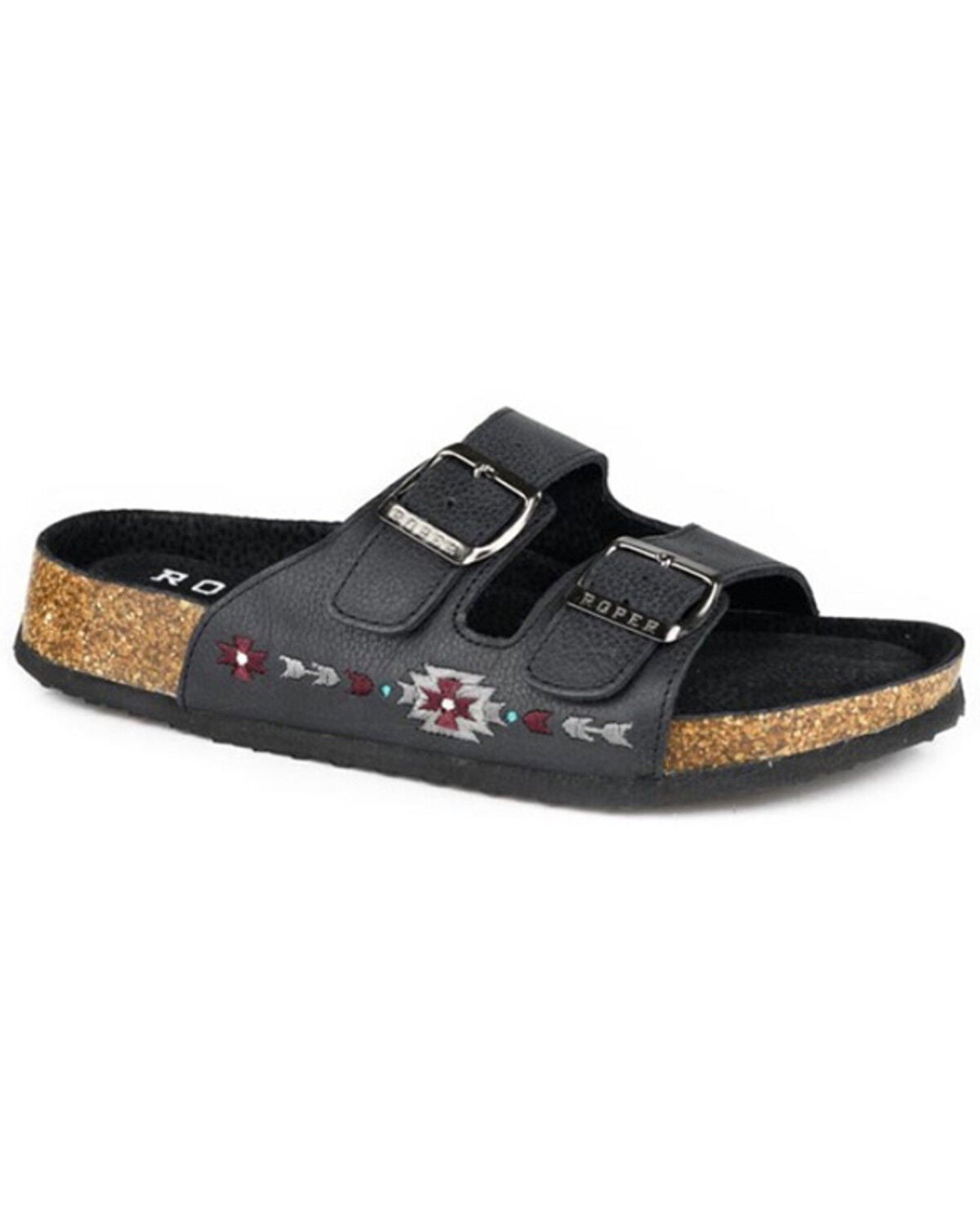 Roper Women's Delilah Southwestern Sandals, Black, hi-res