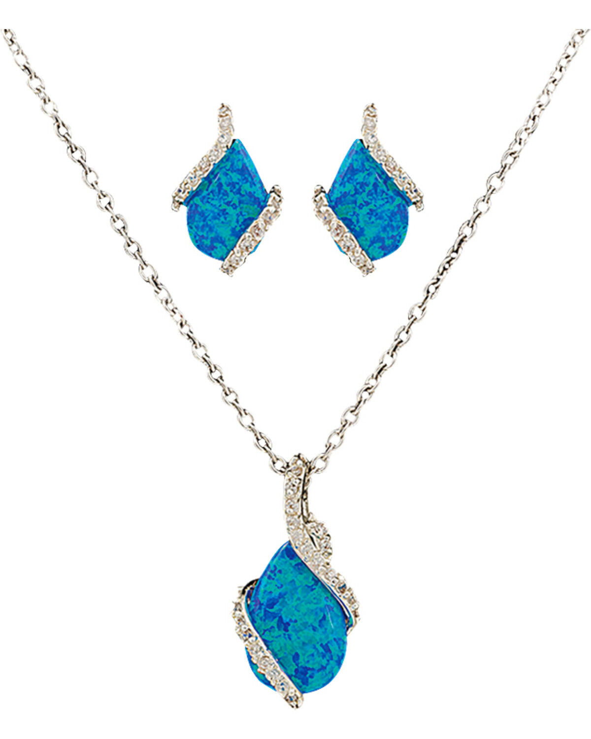 Image #1 - Montana Silversmiths Women's River Lights Twin Paths Jewelry Set - 2 Piece, Silver, hi-res