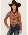 Image #1 - Cruel Girl Girls' Paisley Print Long Sleeve Button-Down Western Shirt, Coral, hi-res