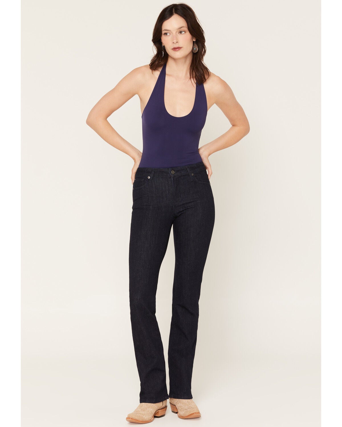 Image #1 - Haddad Women's Vintage Dark Wash Venice Bootcut Stretch Denim Jeans, Dark Wash, hi-res