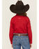 Image #4 - Ariat Girls' Serape Striped Team Logo Long Sleeve Button-Down Stretch Western Shirt, Red, hi-res