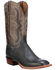 Lucchese Men's Cecil Exotic Ostrich Skin Western Boots - Broad Square Toe, Navy, hi-res