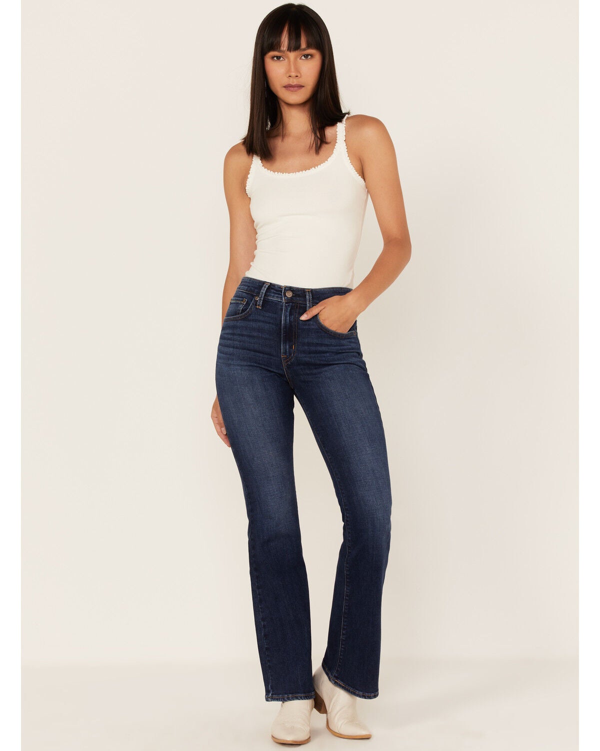 Levi's Women's 726 Dark Wash High-Rise Flare Jeans, Blue, hi-res
