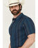 Image #2 - RANK 45® Men's Texas Ranger Striped Print Short Sleeve Button-Down Stretch Western Shirt, Blue, hi-res