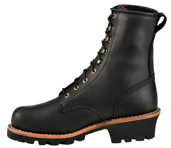 Image #3 - Chippewa Men's 8" Logger Boots - Steel Toe, Black, hi-res