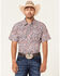 Image #1 - Cody James Men's Ecstatic Paisley Print Short Sleeve Snap Western Shirt , Red/white/blue, hi-res
