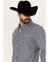 Image #2 - Resistol Men's Northway Checkered Print Long Sleeve Button-Down Western Shirt, Navy, hi-res