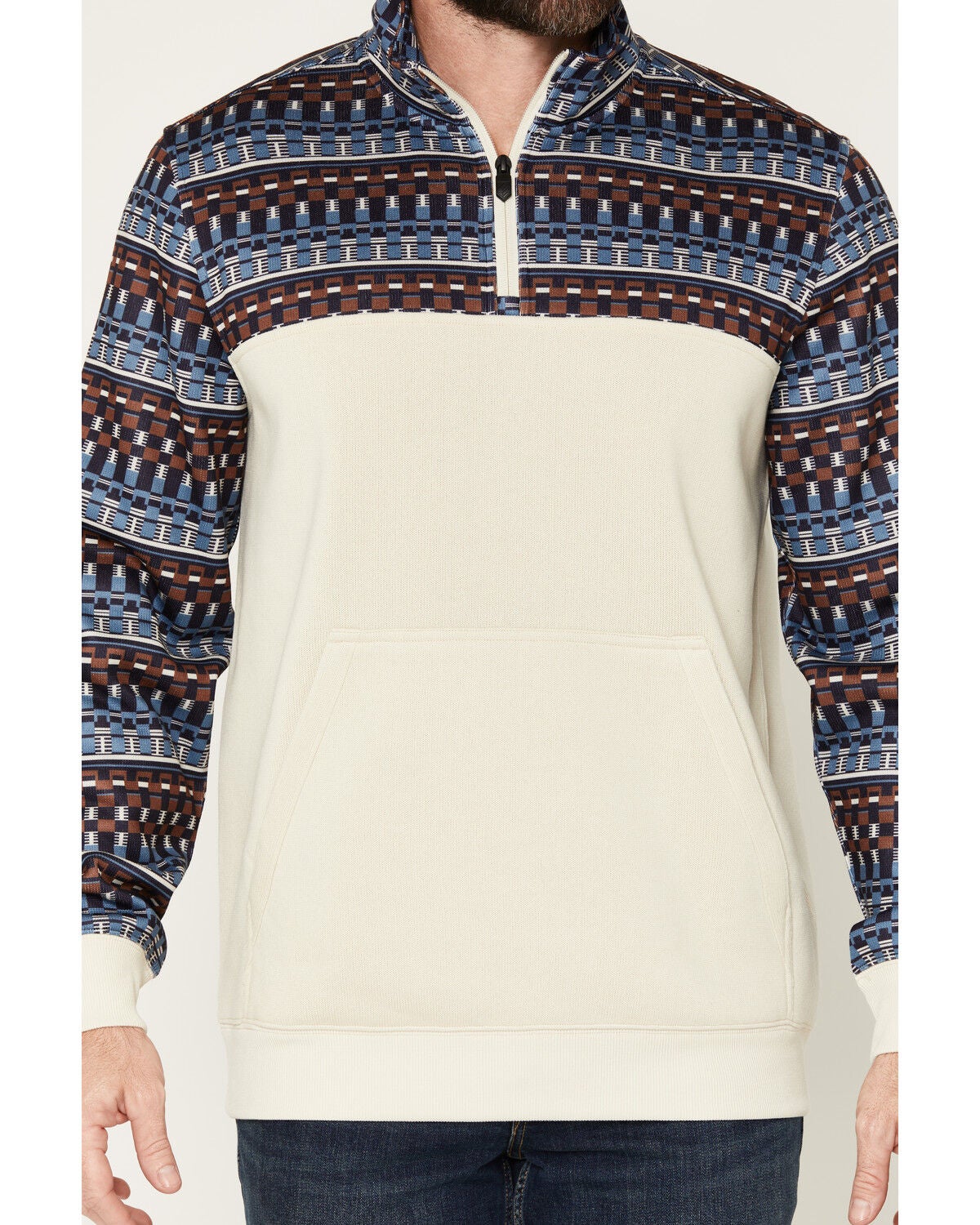 Image #3 - RANK 45&reg; Men's Stripegrove 1/4 Pullover, Sand, hi-res