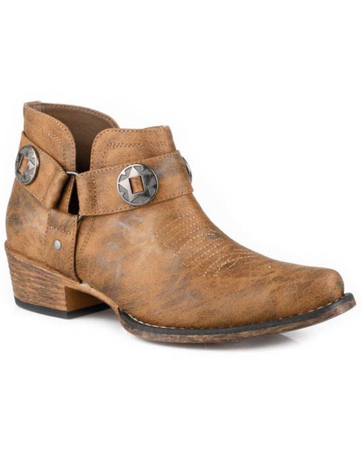 Roper Women's Ava Harness Western Booties - Snip Toe, Tan, hi-res