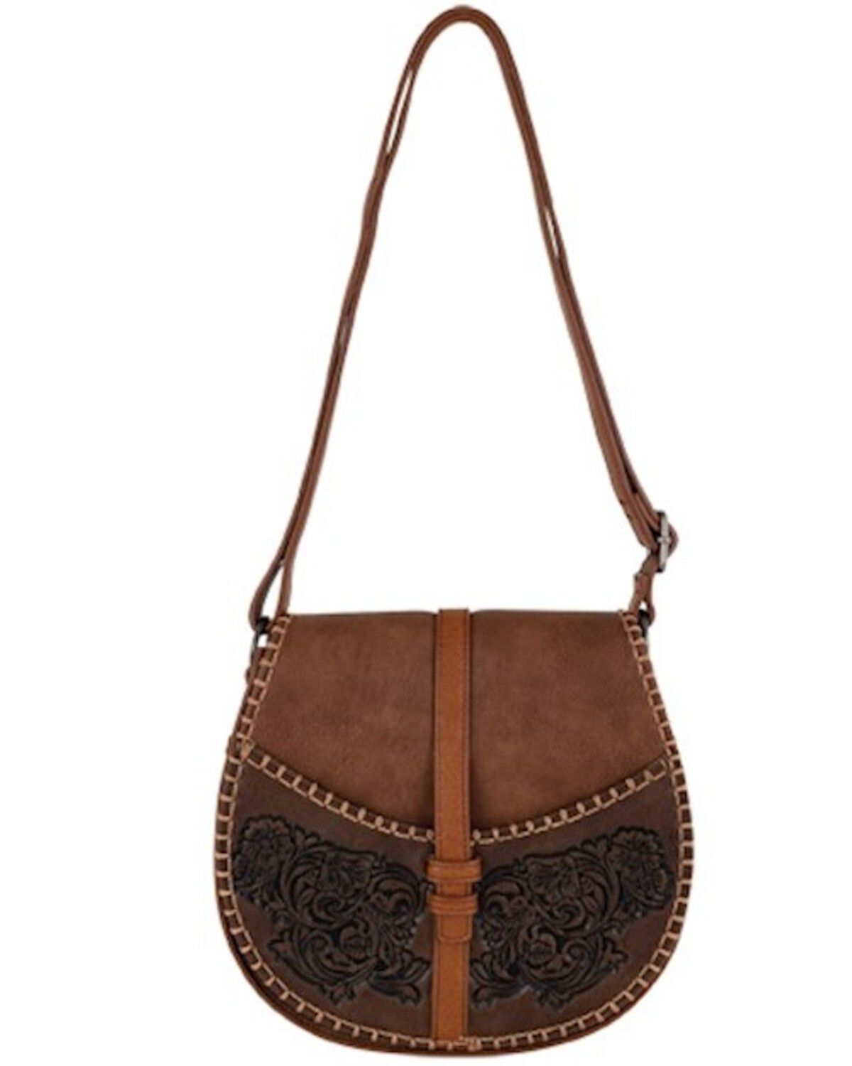 Image #1 - Justin Women's Embossed Crossbody Bag, Brown, hi-res