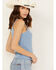 Image #2 - Cleo + Wolf Women's Rib Knit Henley Tank, Medium Blue, hi-res