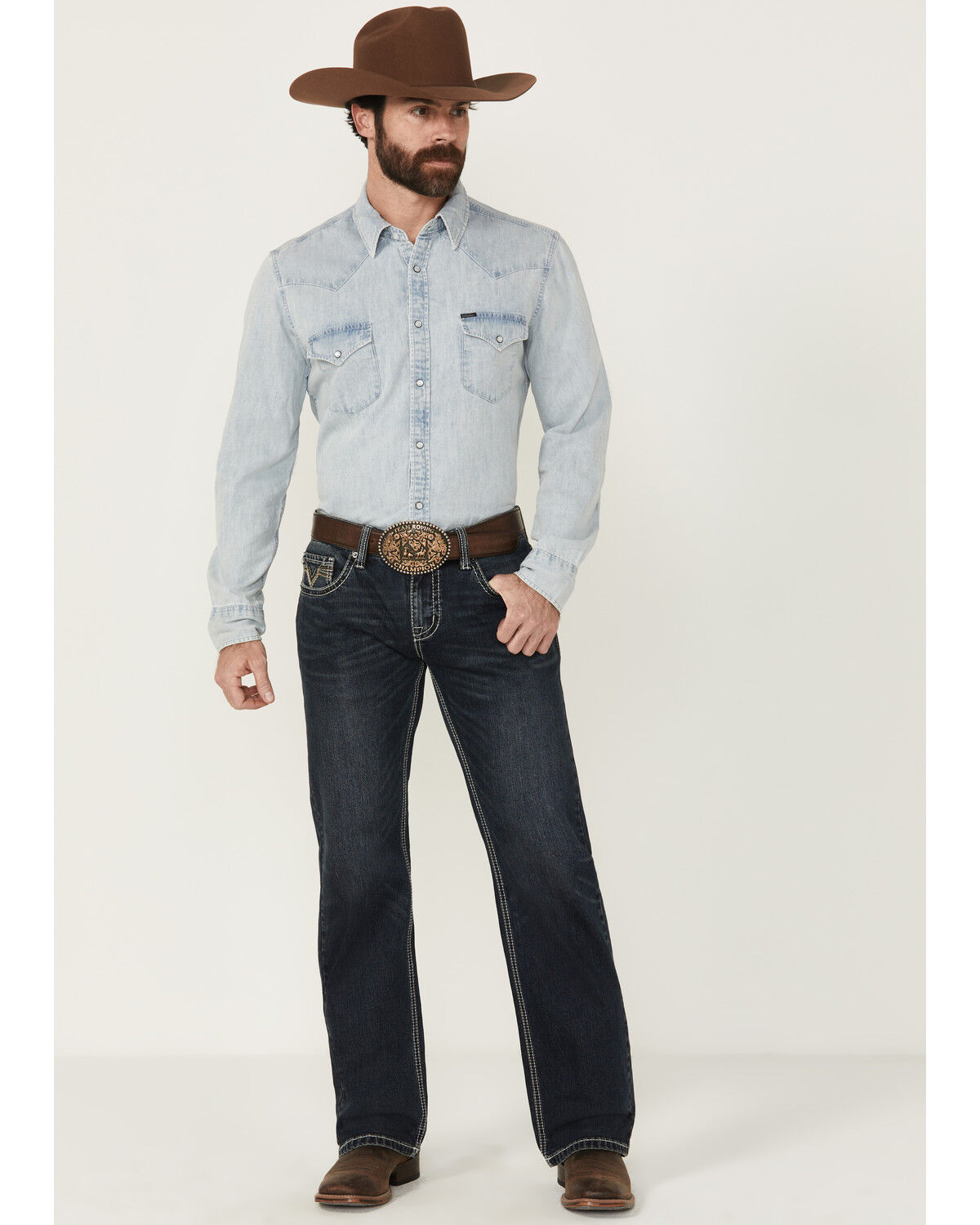 Image #1 - Rock & Roll Denim Men's Pistol Dark Wash Straight Reflex Stretch Denim Jeans, Dark Wash, hi-res