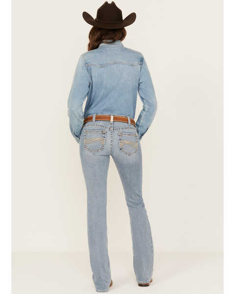 Image #3 - Ariat Women's R.E.A.L. Light Wash Mid Rise Kehlani Stretch Bootcut Jeans, Light Wash, hi-res