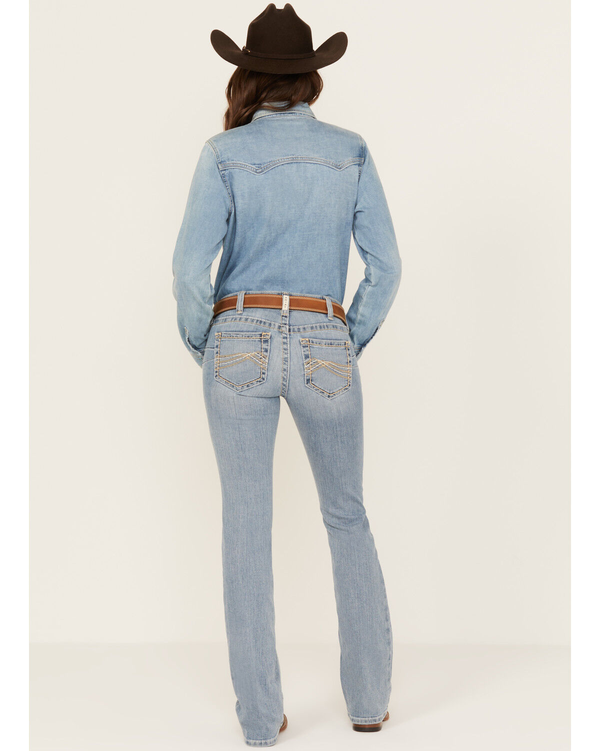 Image #3 - Ariat Women's Light Wash Mid Rise Kehlani Stretch Bootcut Jeans, Light Wash, hi-res